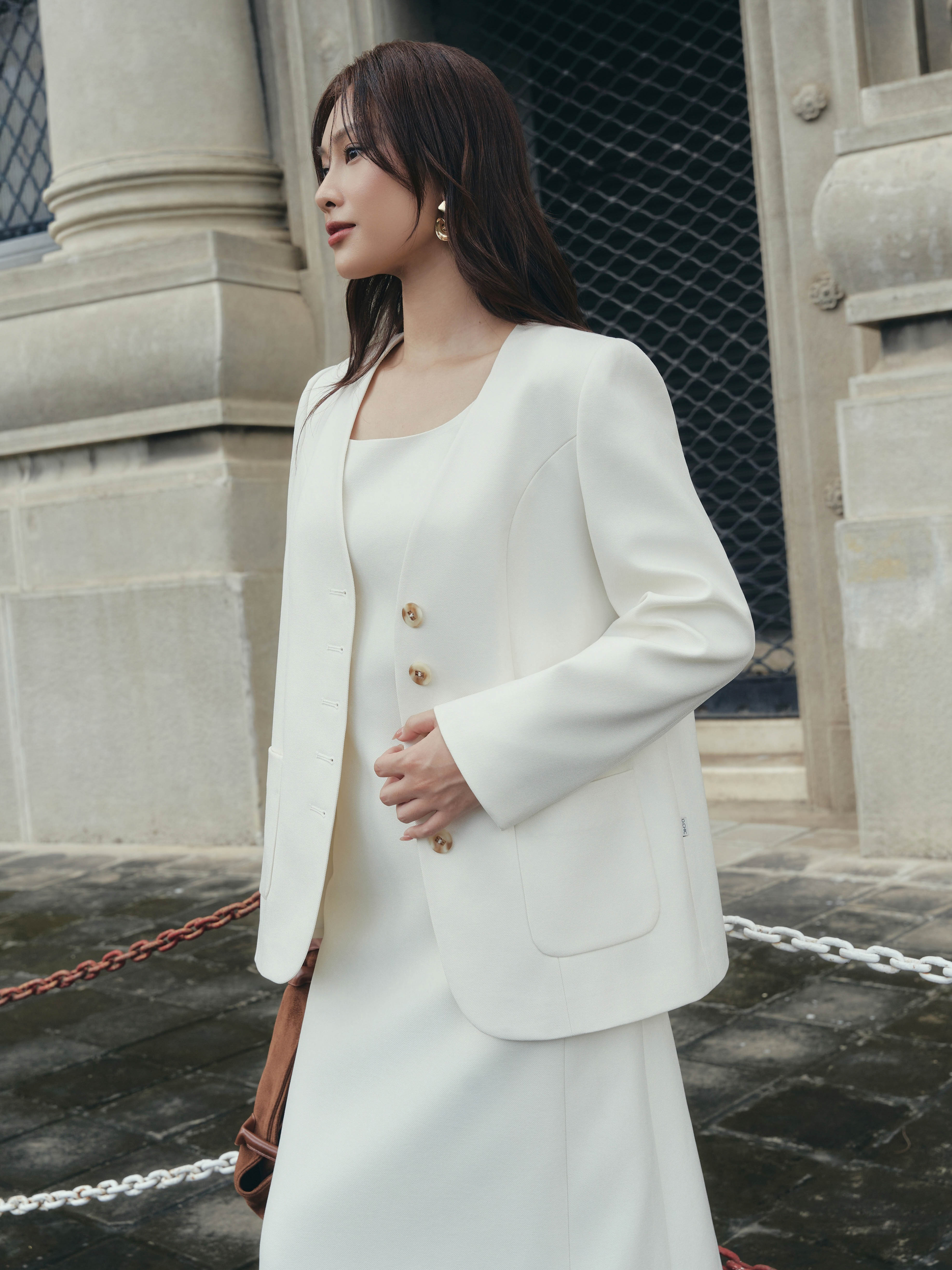 Áo vest cổ tim 2 túi ốp trước_V.1-3853 + A.3173